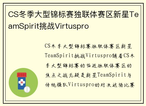 CS冬季大型锦标赛独联体赛区新星TeamSpirit挑战Virtuspro